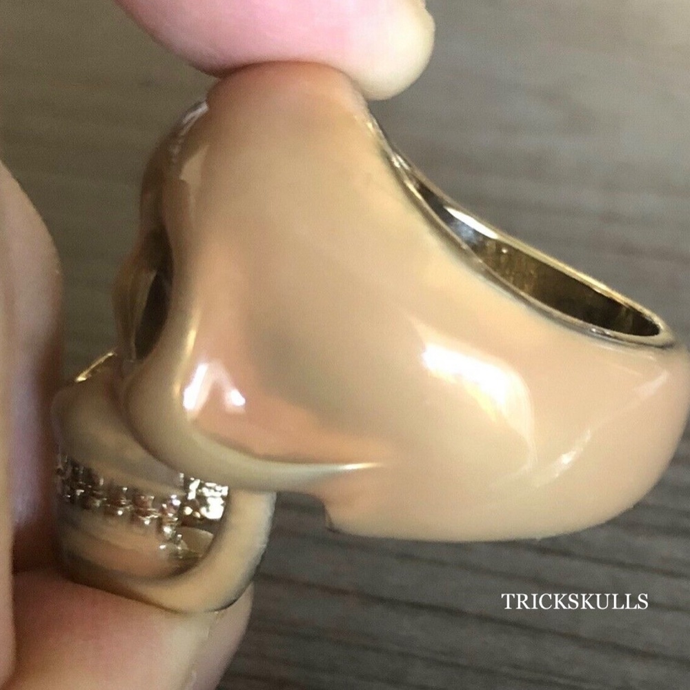 Spring Street Statement Skull Ring Tan Pearl Enam… - image 3